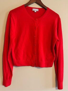 J. Crew Red Cashmere Crewneck Cardigan
